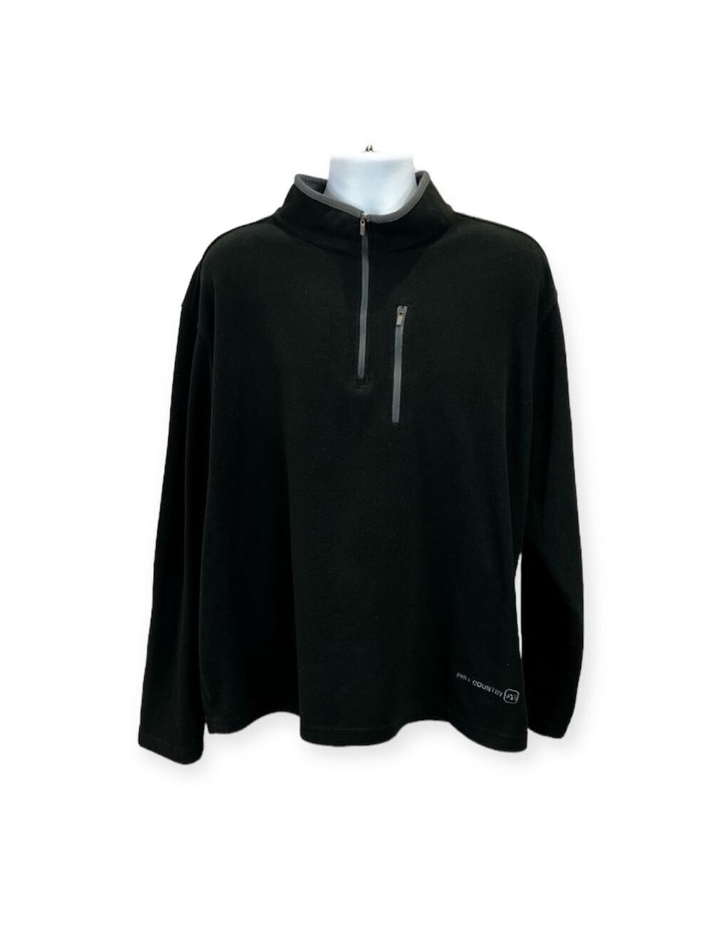 Free Country Pullover Top Fleece Shirt Men’s Black 1/4 Zip Size XXL Long Sleeve